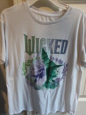 Wicked Graphic Tee in White with Green & Purple Print